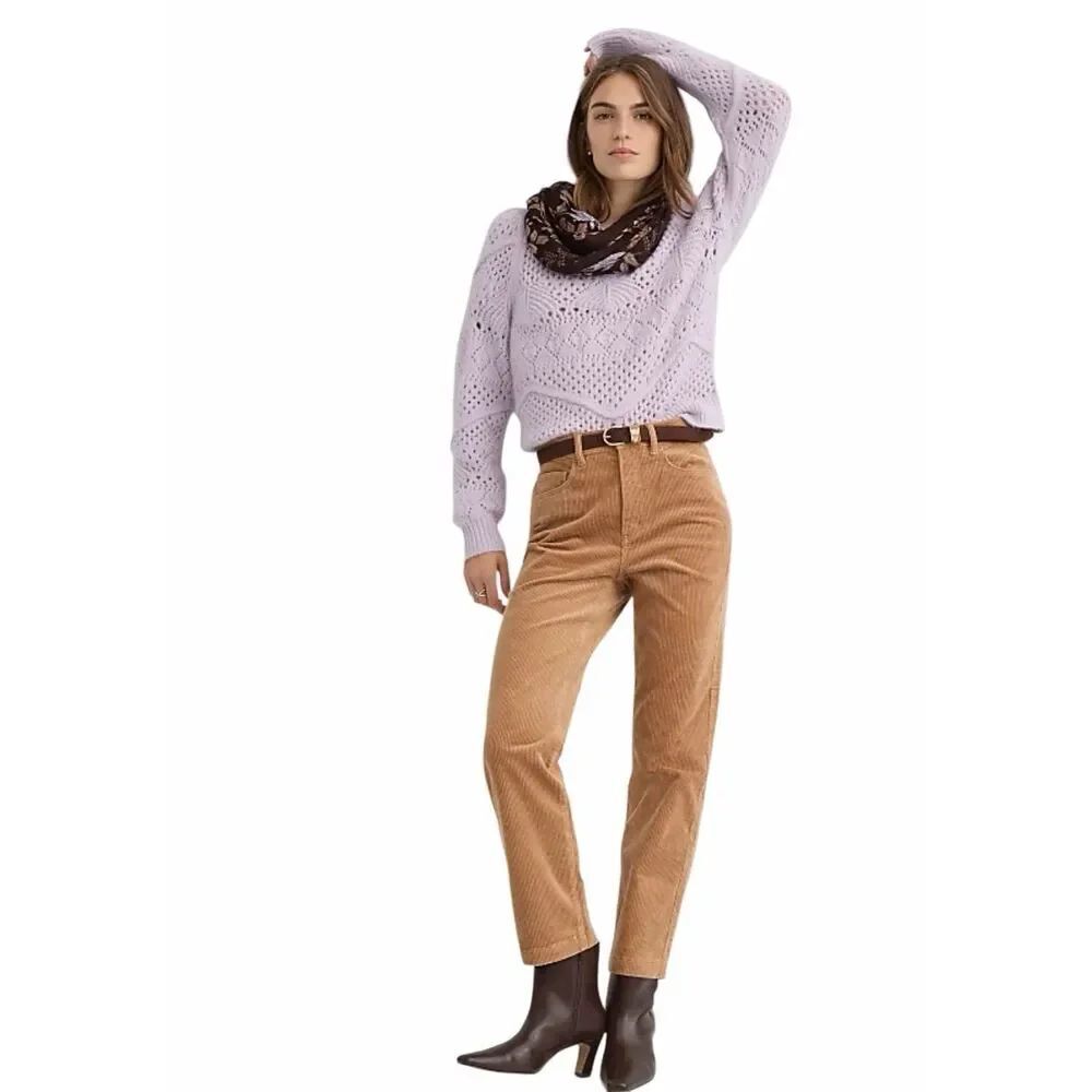 LOFT Petite Straight Leg Corduroy Pants Camel Size Waist 31 Size 12 Classic Chic